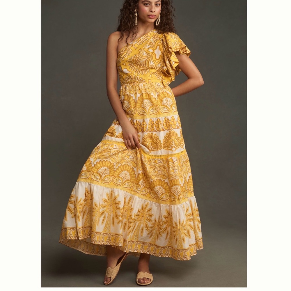 Anthropologie x Farm Rio Ainika Tapestry One-Shoulder Maxi Dress Size XL